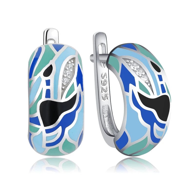 SS36E Original 925 Sterling Silver Emerald classic color and Black Enamel Fine CZ Earrings for Women Luxury Party Jewelry Earring