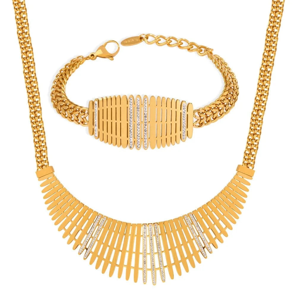 Stainless Steel 18K Gold Plated Yellow Gold Fringe Collar Design Fashion Vintage Chain Necklace Stainless Steel Jewelry