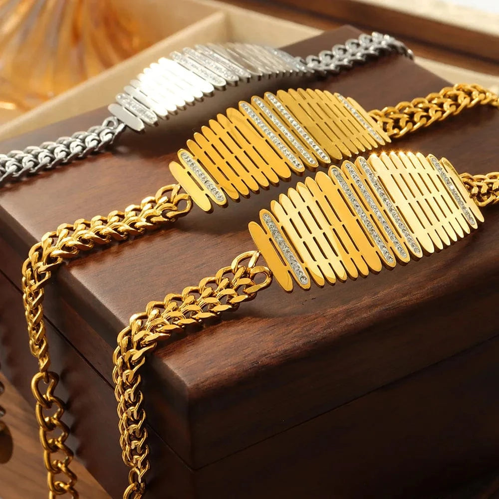 Stainless Steel 18K Gold Plated Yellow Gold Fringe Collar Design Fashion Vintage Chain Necklace Stainless Steel Jewelry