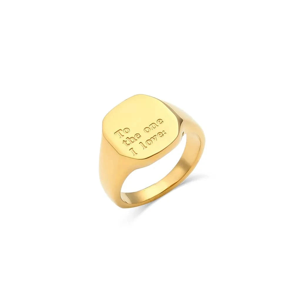 Stainless Steel Engraved English Letter Rings for Women Men 18K Gold PVD Plated Waterproof Sweet Words Rings Wholesale Bulk