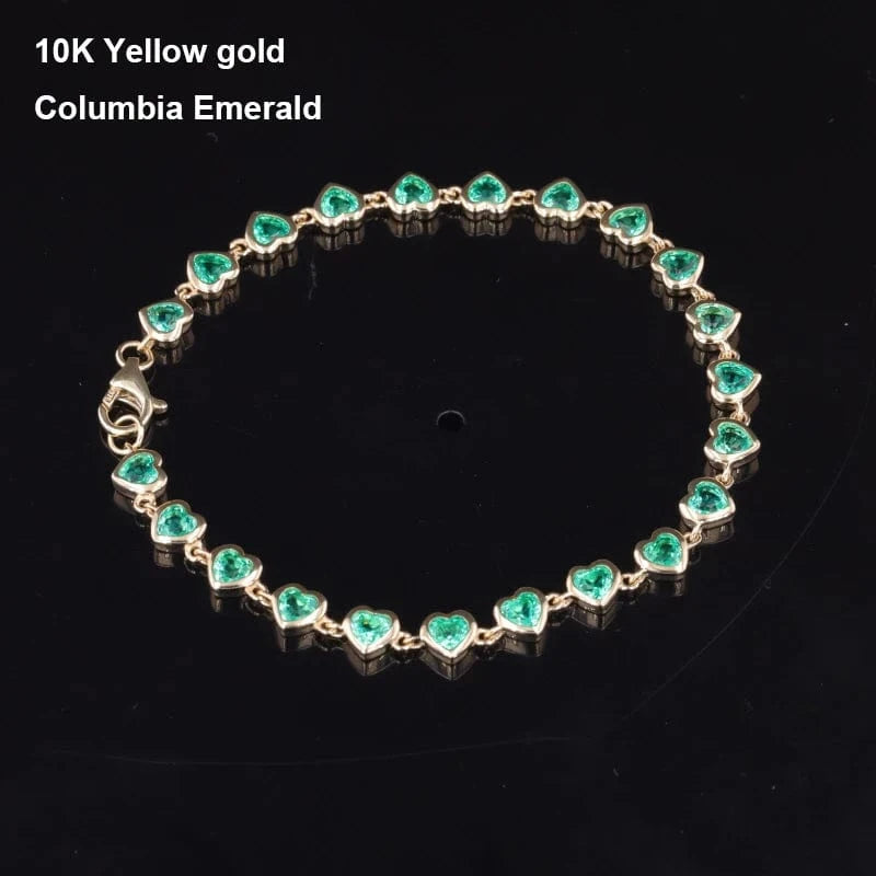 Starsgem S925 9k 10k 14k heart shape bracelet gemstone chain cheap moissanite jewelry