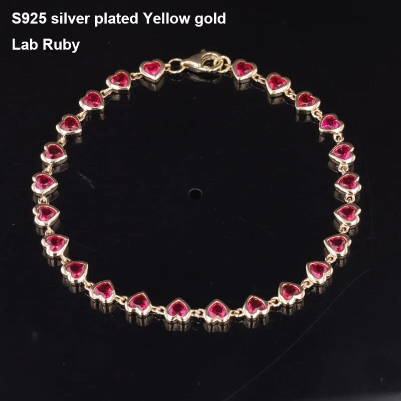 Starsgem S925 9k 10k 14k heart shape bracelet gemstone chain cheap moissanite jewelry