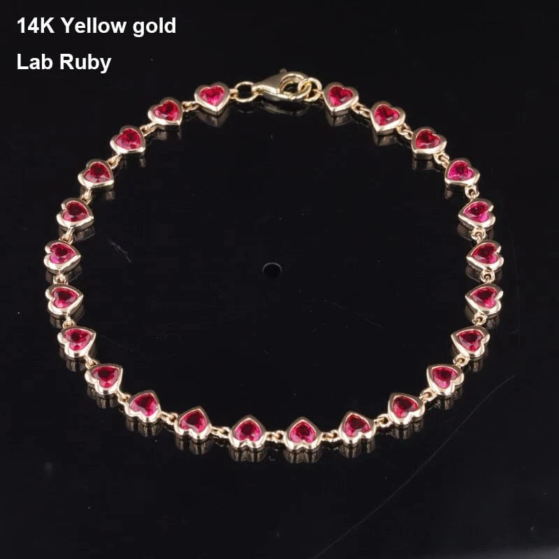 Starsgem S925 9k 10k 14k heart shape bracelet gemstone chain cheap moissanite jewelry