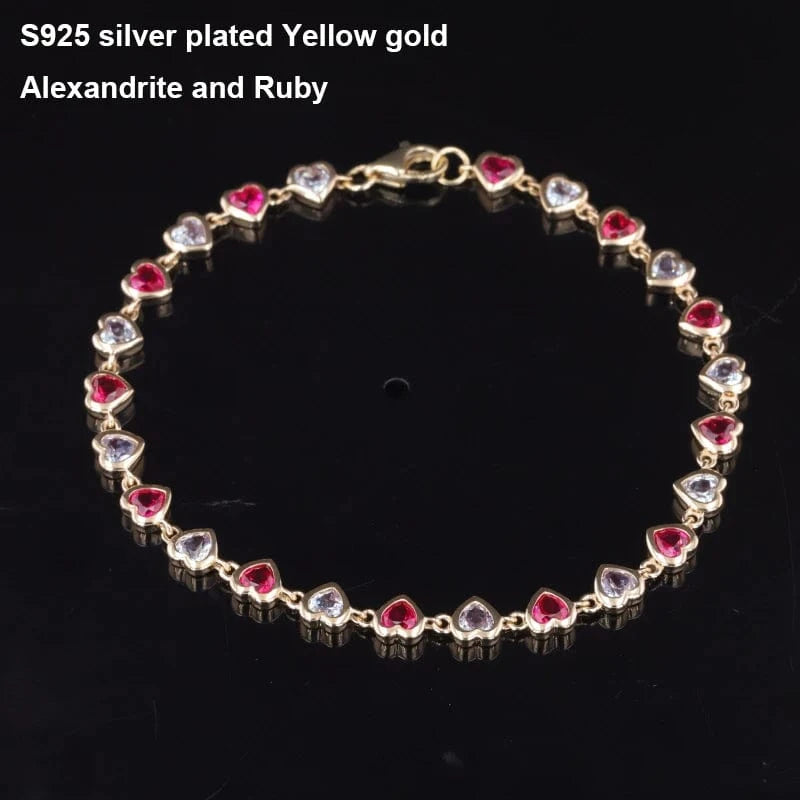Starsgem S925 9k 10k 14k heart shape bracelet gemstone chain cheap moissanite jewelry