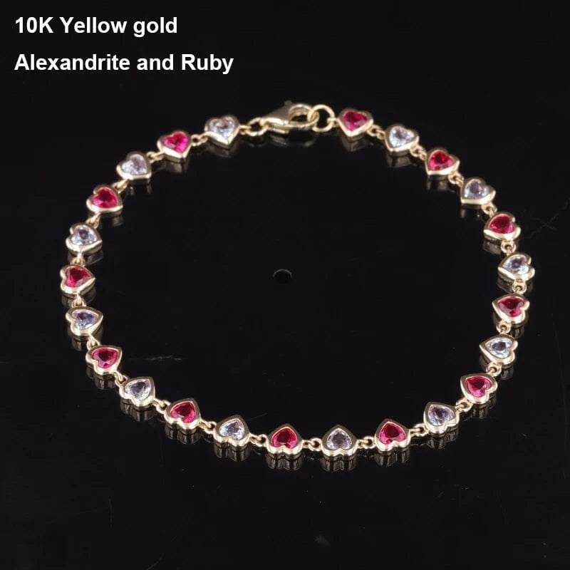 Starsgem S925 9k 10k 14k heart shape bracelet gemstone chain cheap moissanite jewelry