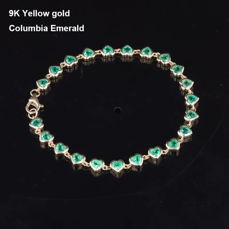 Starsgem S925 9k 10k 14k heart shape bracelet gemstone chain cheap moissanite jewelry