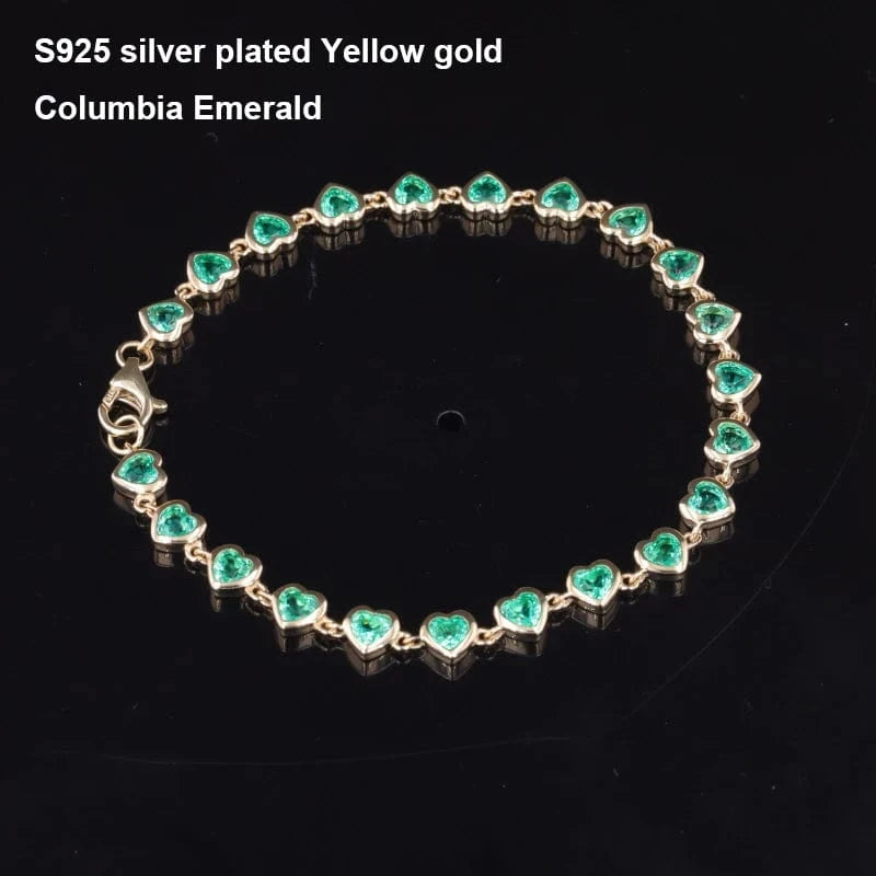 Starsgem S925 9k 10k 14k heart shape bracelet gemstone chain cheap moissanite jewelry