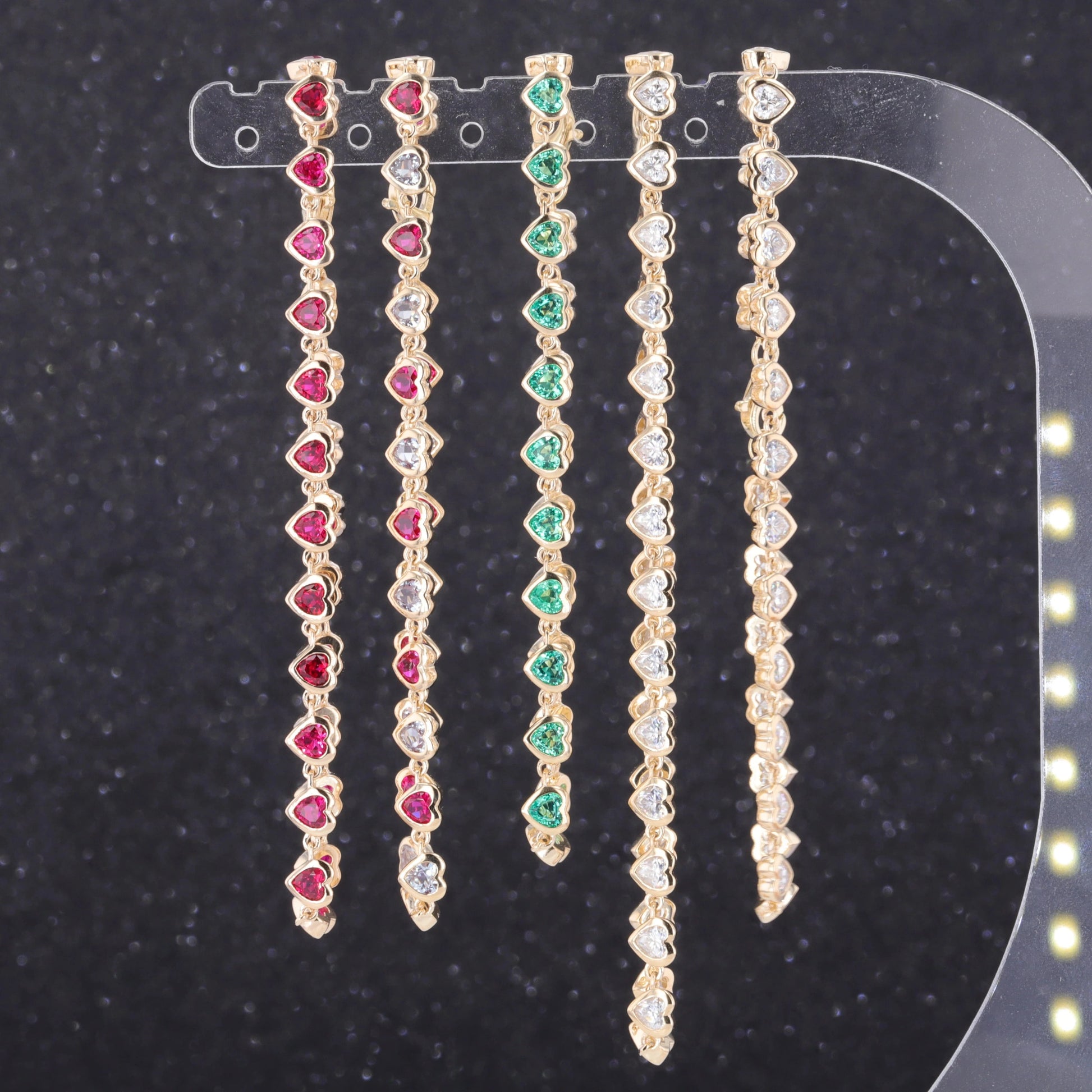 Starsgem S925 9k 10k 14k heart shape bracelet gemstone chain cheap moissanite jewelry