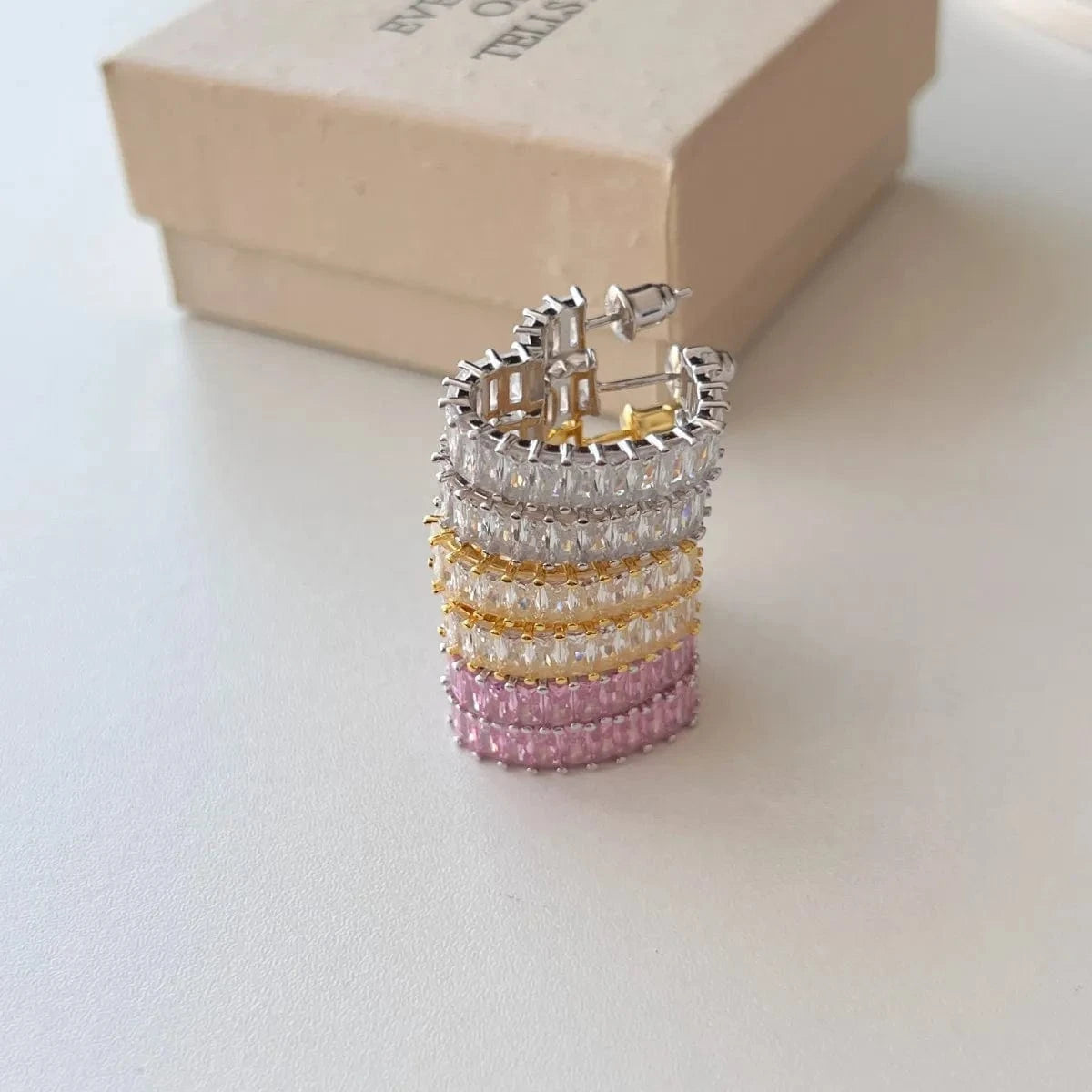 Statement Sparkle Bling Cz Cubic Zirconia Diamond Pink Heart Earring Iced Out 925 Sterling Silver Hoop Earrings Jewelry Women