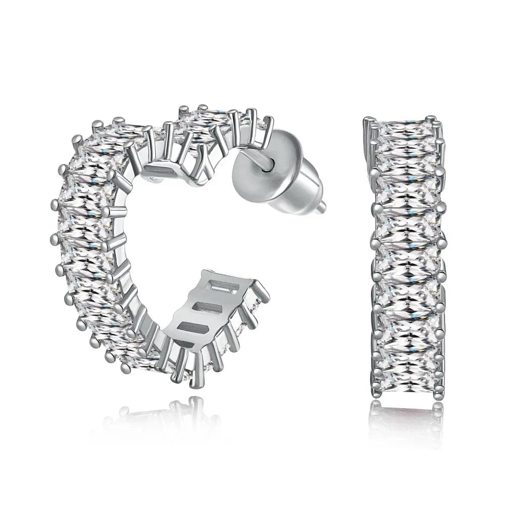 Statement Sparkle Bling Cz Cubic Zirconia Diamond Pink Heart Earring Iced Out 925 Sterling Silver Hoop Earrings Jewelry Women