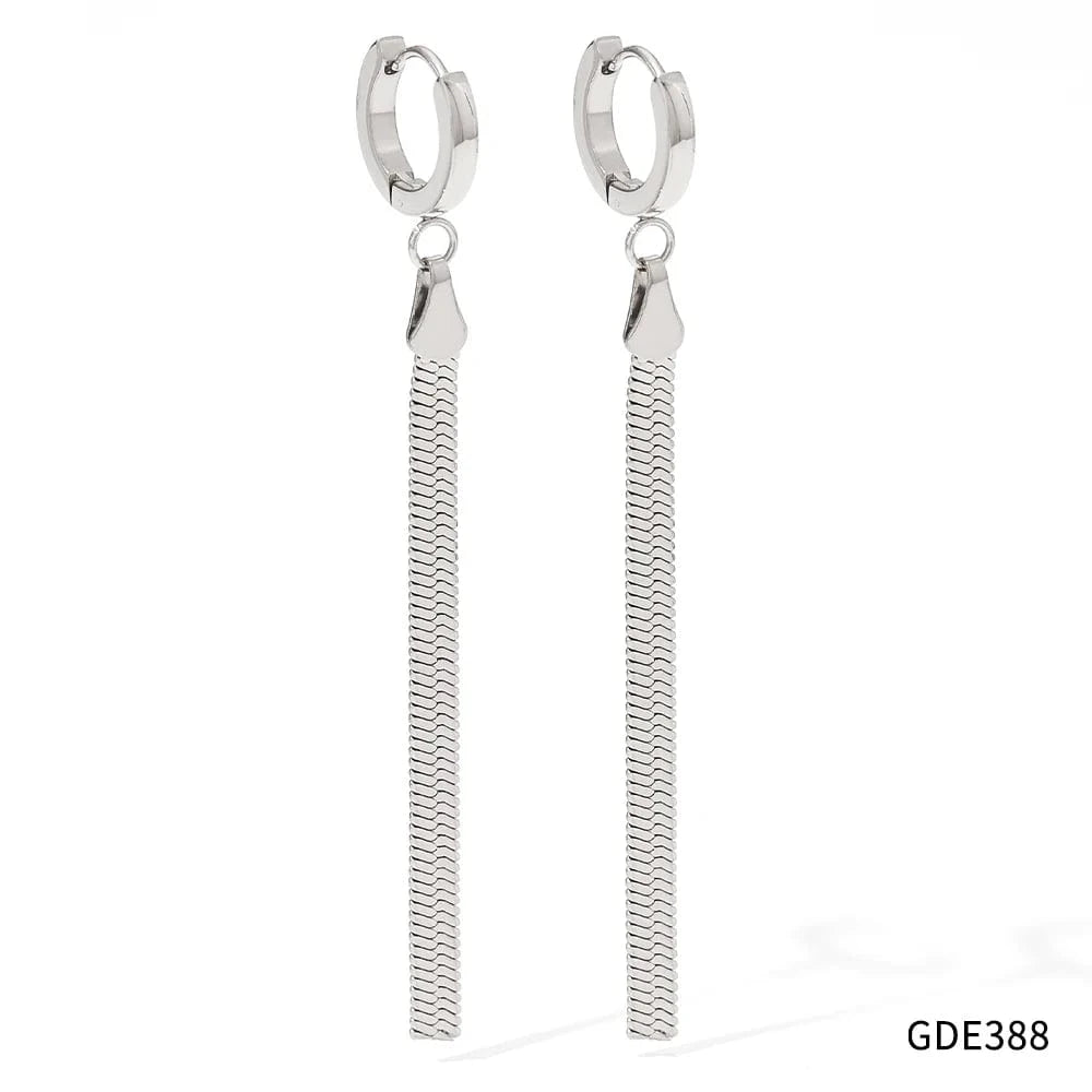 Steel Unusual Earrings Trendy Jewelry Stainless Steel Snake Chain Long Tassel Drop Earrings
