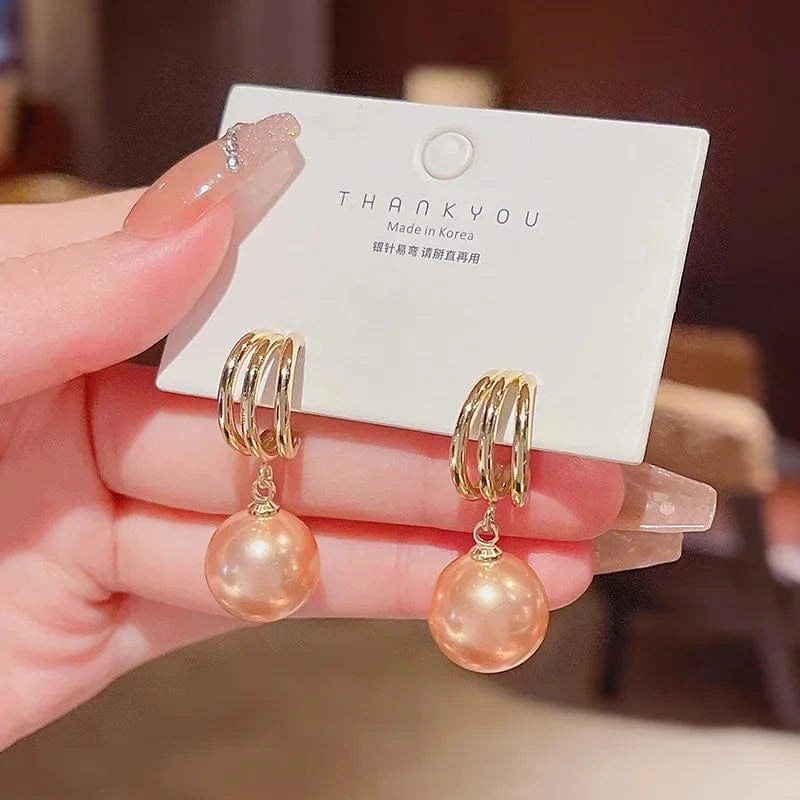 Sterling silver needle E4422 gold Japanese and Korean Style Pearl Stud Earrings Women's Moon Star Square Love Butterfly Earrings Sweet Elegant Jewelry