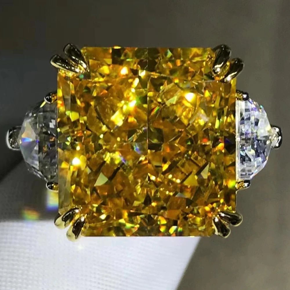 Sterling Silver Ring Radiant Cut Moissanite 20ct VVS1 G Color Elegant Wedding Style - SN Wigs & More