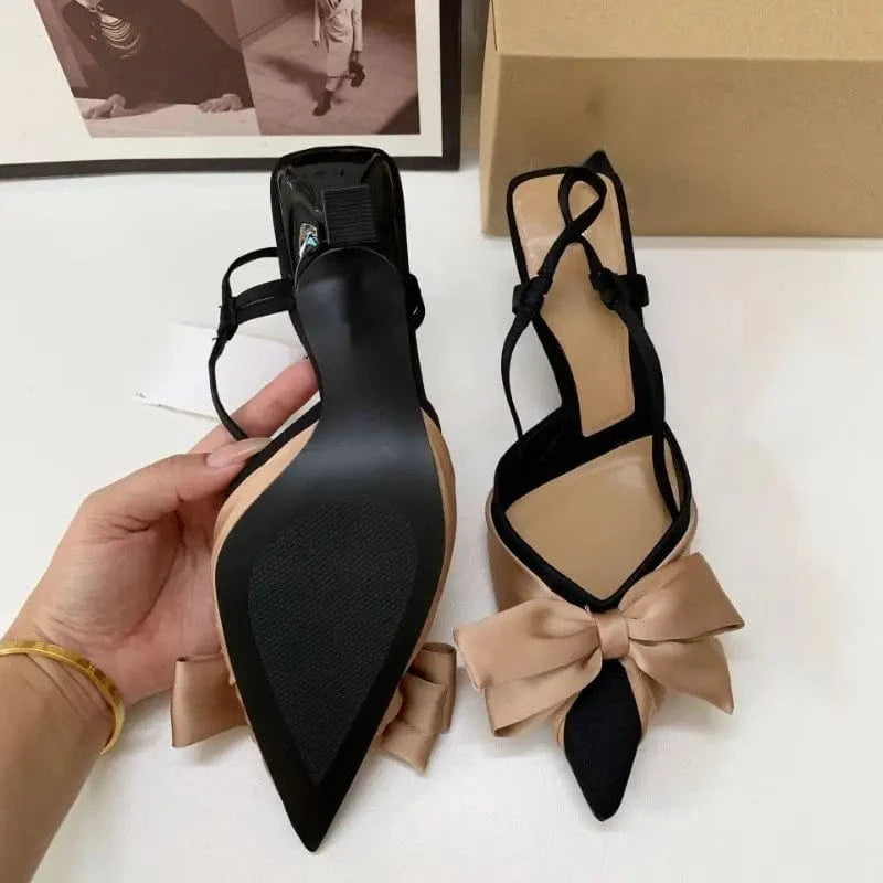 Stilettos Trendy Slingback Fashion Bow Sandals Slippers 2023 Heels for Women