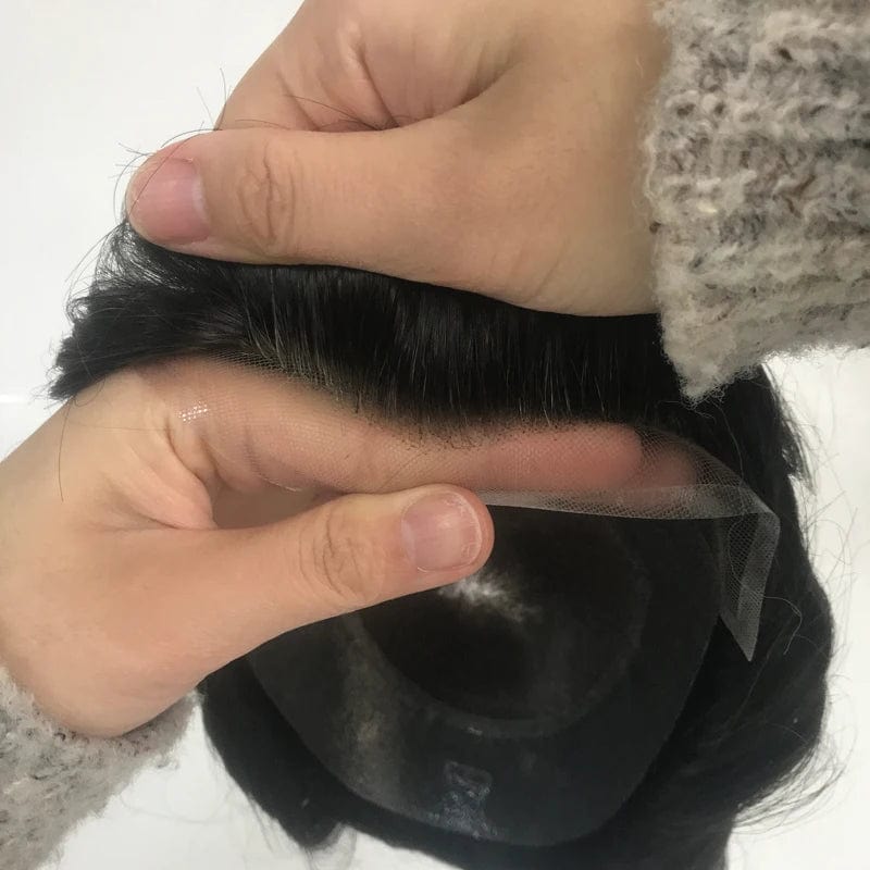 Stock Black Color Lace Front VER Style Base Mono Top Swiss Lace Hair System Realistic Hairline Wholesale hair piece toupee