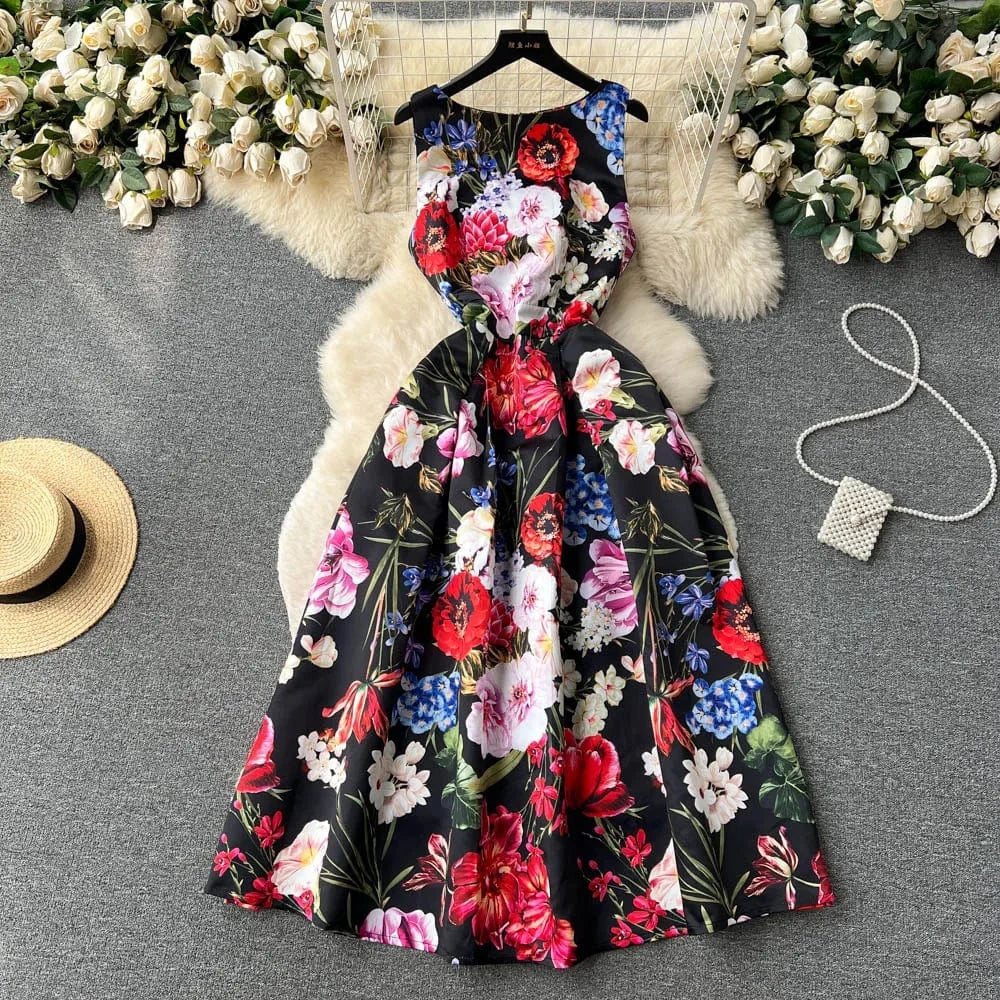 stock Woman Clothes Manufacturer Wholesale Fashion Apparel Elegant Vintage Lady Floral Evening Casual Dresses
