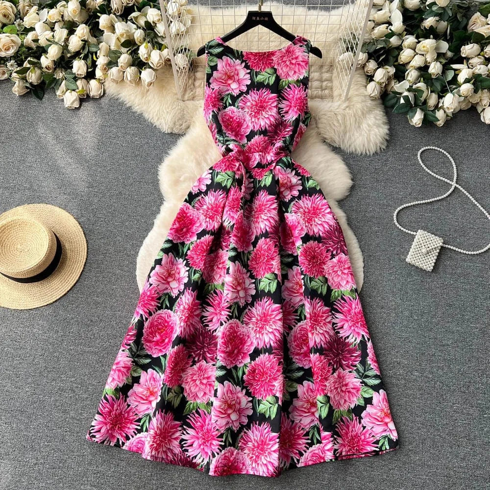 stock Woman Clothes Manufacturer Wholesale Fashion Apparel Elegant Vintage Lady Floral Evening Casual Dresses