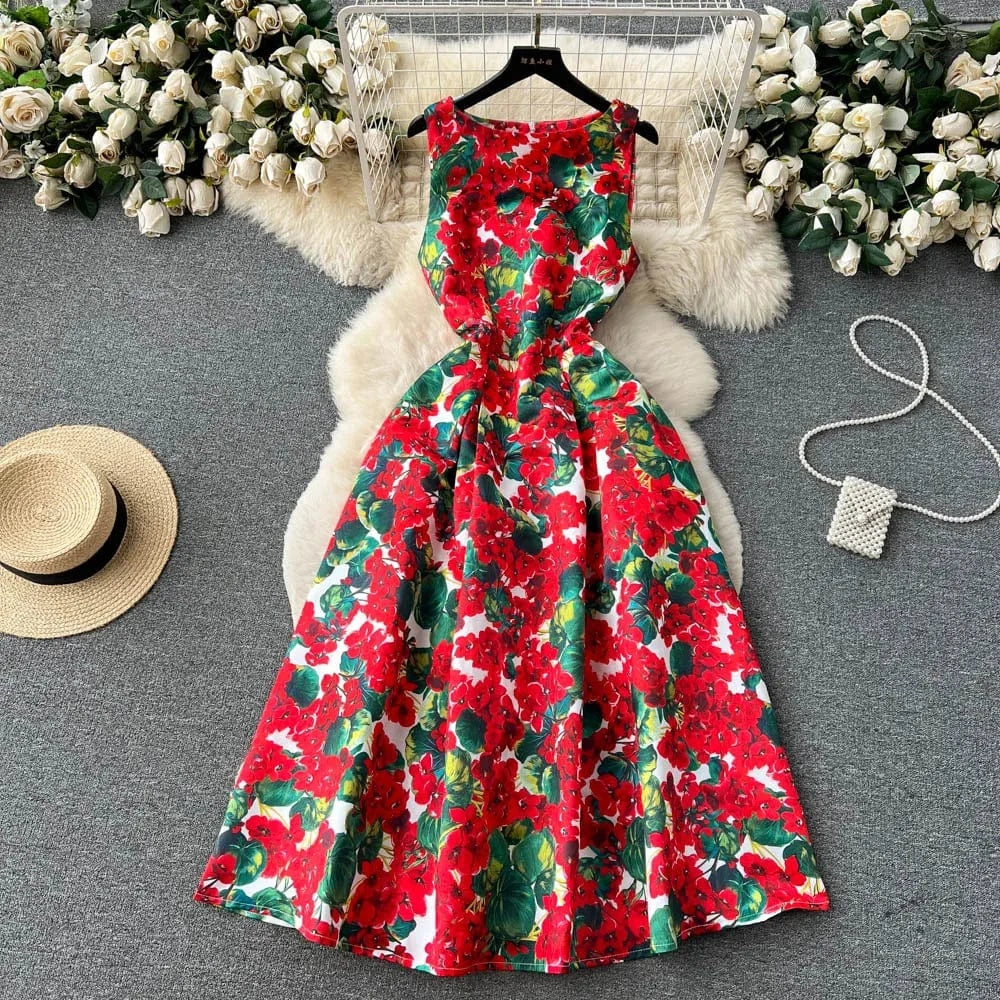 stock Woman Clothes Manufacturer Wholesale Fashion Apparel Elegant Vintage Lady Floral Evening Casual Dresses