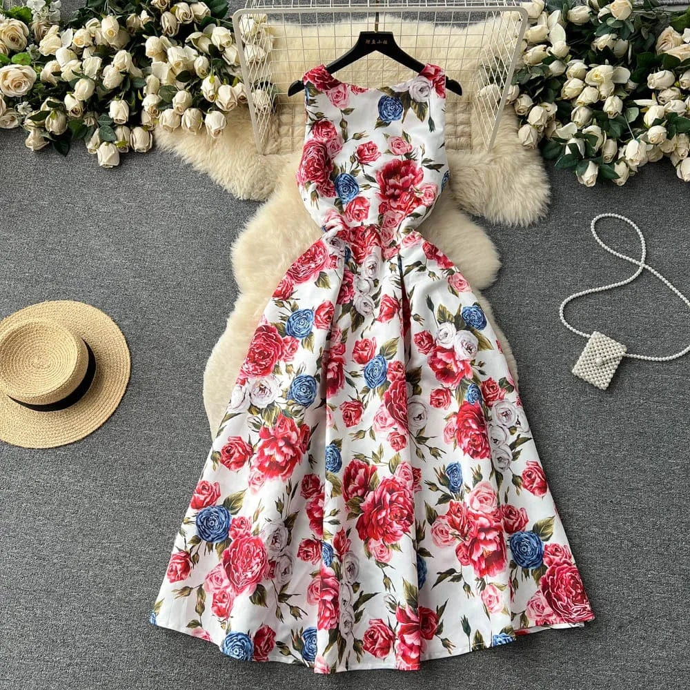 stock Woman Clothes Manufacturer Wholesale Fashion Apparel Elegant Vintage Lady Floral Evening Casual Dresses