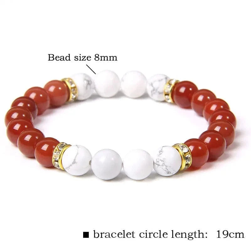 stone / 19CM / BR5602-3 Wholesale Bohemia Fashion Jewelry Handmade 8MM Natural Howlite African Turquoise Stone Beads Bracelet