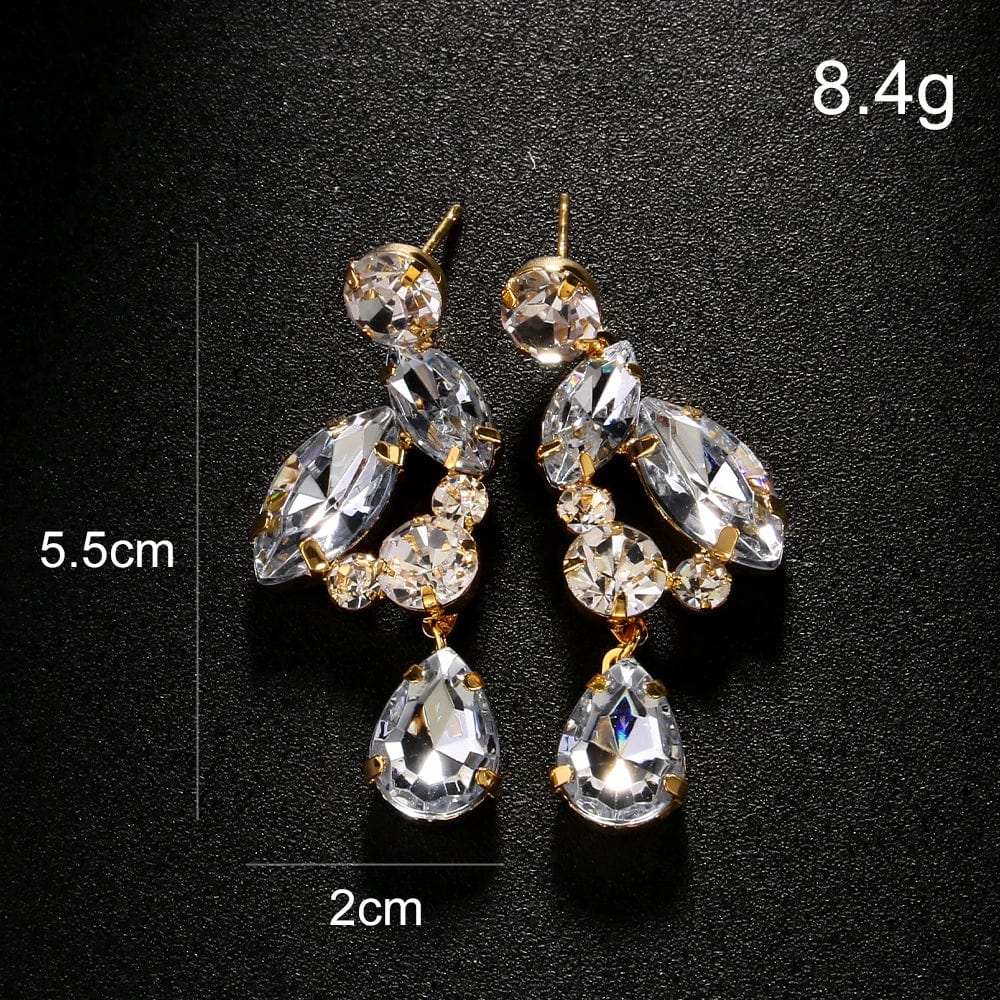 StoneFans Charm Bling Stud Water Drop Rhinestone Earrings Jewelry For Women Wedding Bridal Cubic Zirconia Earrings Accessories