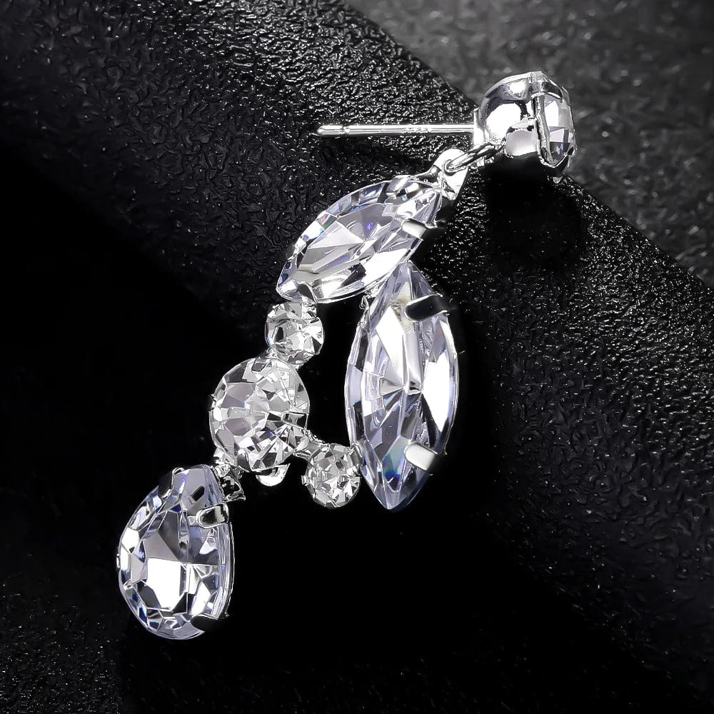 StoneFans Charm Bling Stud Water Drop Rhinestone Earrings Jewelry For Women Wedding Bridal Cubic Zirconia Earrings Accessories