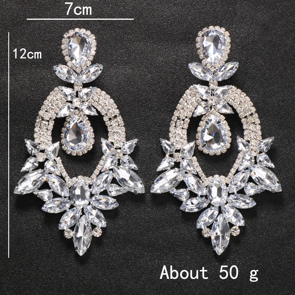 StoneFans Exaggerated Larger Dangle Drop Earrings Geometric Rhinestone Stud Earrings Fashion Jewelry Earring