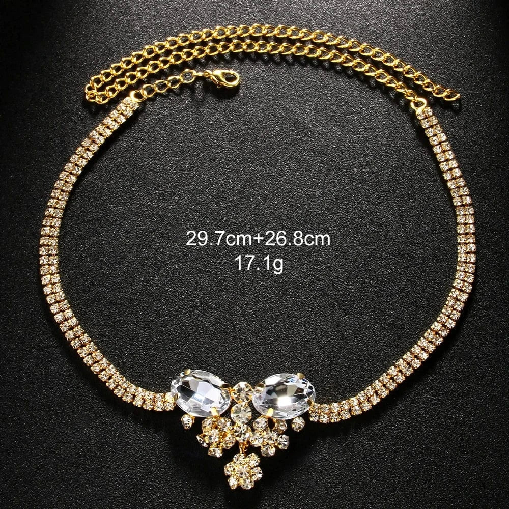StoneFans Fashion Bowknot Flower Rhinestone Choker Necklace Jewelry For Women Girls Party Gifts Crystal Necklace Wholesale