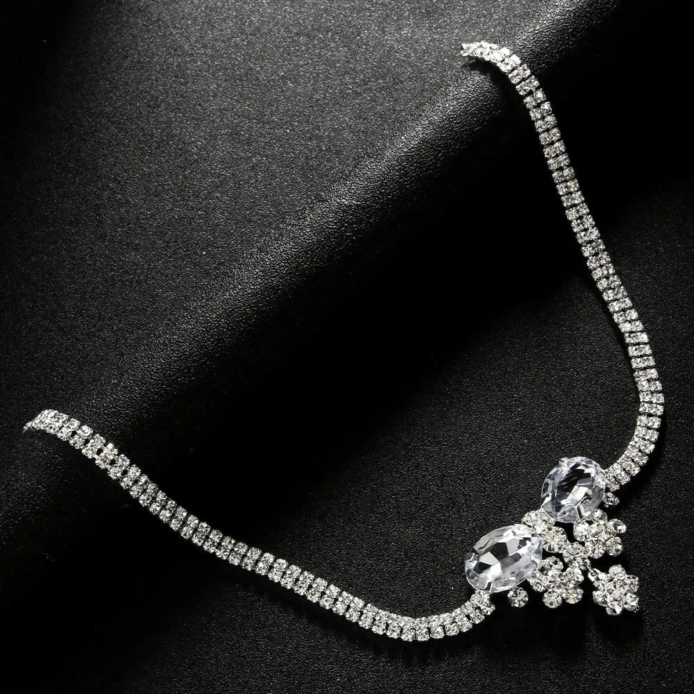 StoneFans Fashion Bowknot Flower Rhinestone Choker Necklace Jewelry For Women Girls Party Gifts Crystal Necklace Wholesale