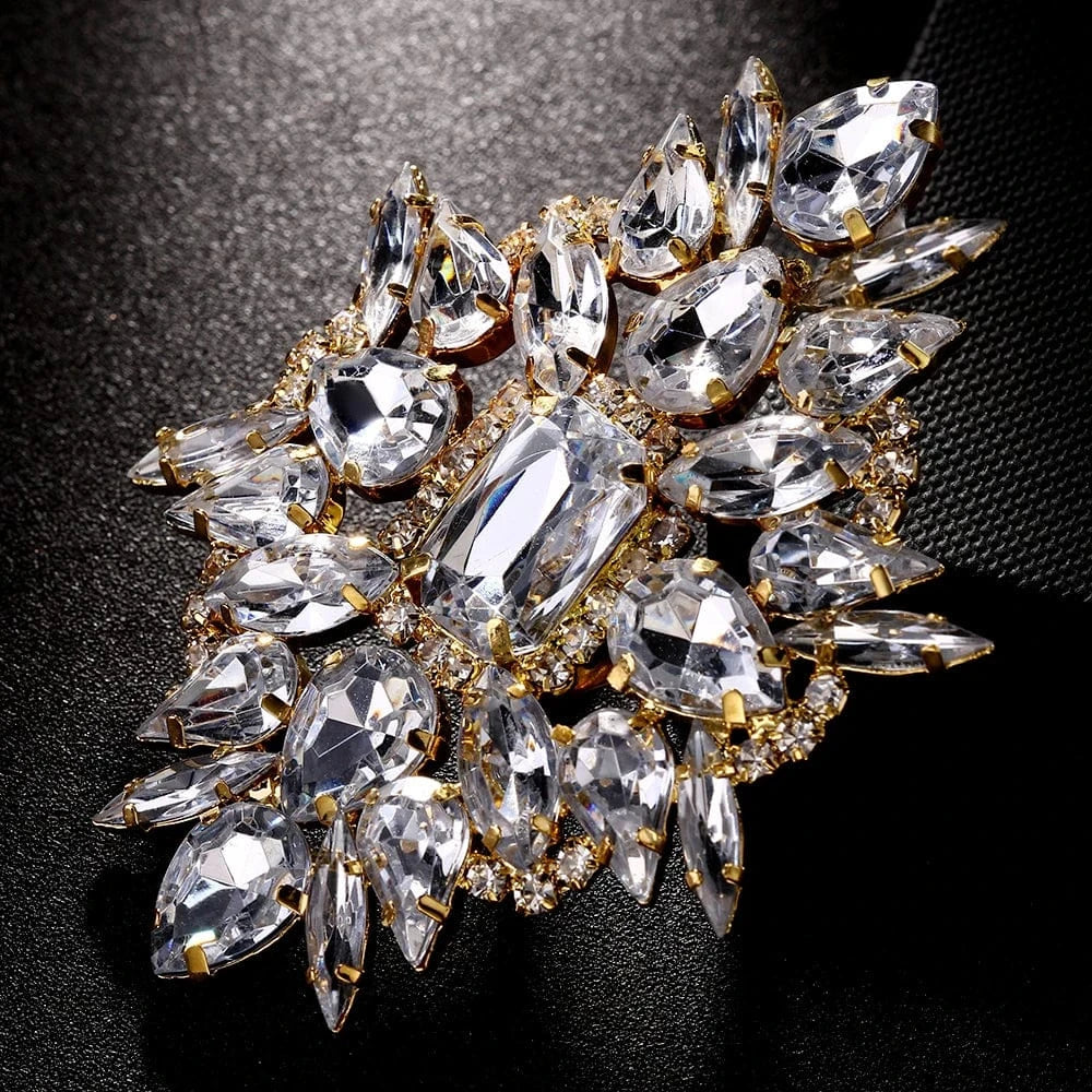 StoneFans Fashion Flower Geometric Rhinestone Ring Jewelry For Women Girls Gifts Large Crystal Ring Wholesale