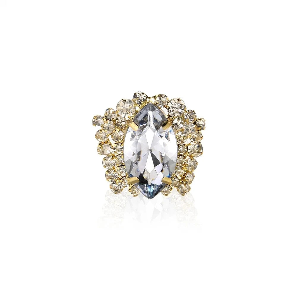 StoneFans Fashion Luxury Geometric Rhinestone Ring Jewelry For Women Girls Big Adjustable Crystal Ring Wholesale