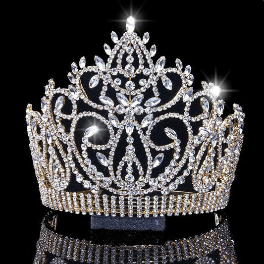 StoneFans Handmade Hair Accessories Bridal Wholesale Huge Vintage Leaf Big Rhinestone Romantic Crown Tiaras Party Decoration