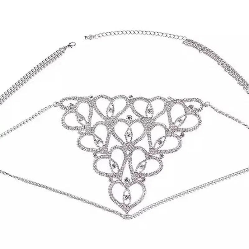 Stonefans Sexy Heart Rhinestone Body Chains Jewelry Waist Round Panties for Women Crystal Underwear Thong Belly Chain Jewelry