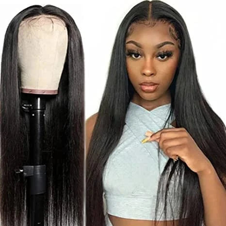 Straight 4*4 Glueless wig / 14 Inches 13x6 Straight Lace Front Wigs Human Hair HD Transparent Lace Frontal Human Hair Wigs for Women Glueless Wigs