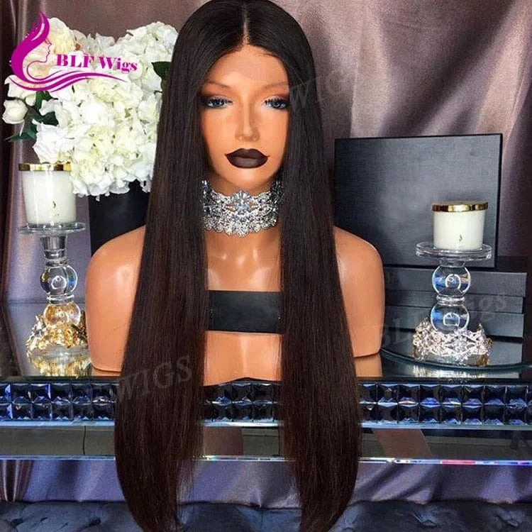 Straight Hair 13x6 Transparent Lace Frontal Wig Human Hair HD Lace Front Wigs for Black Women Baby Hair Pre plucked