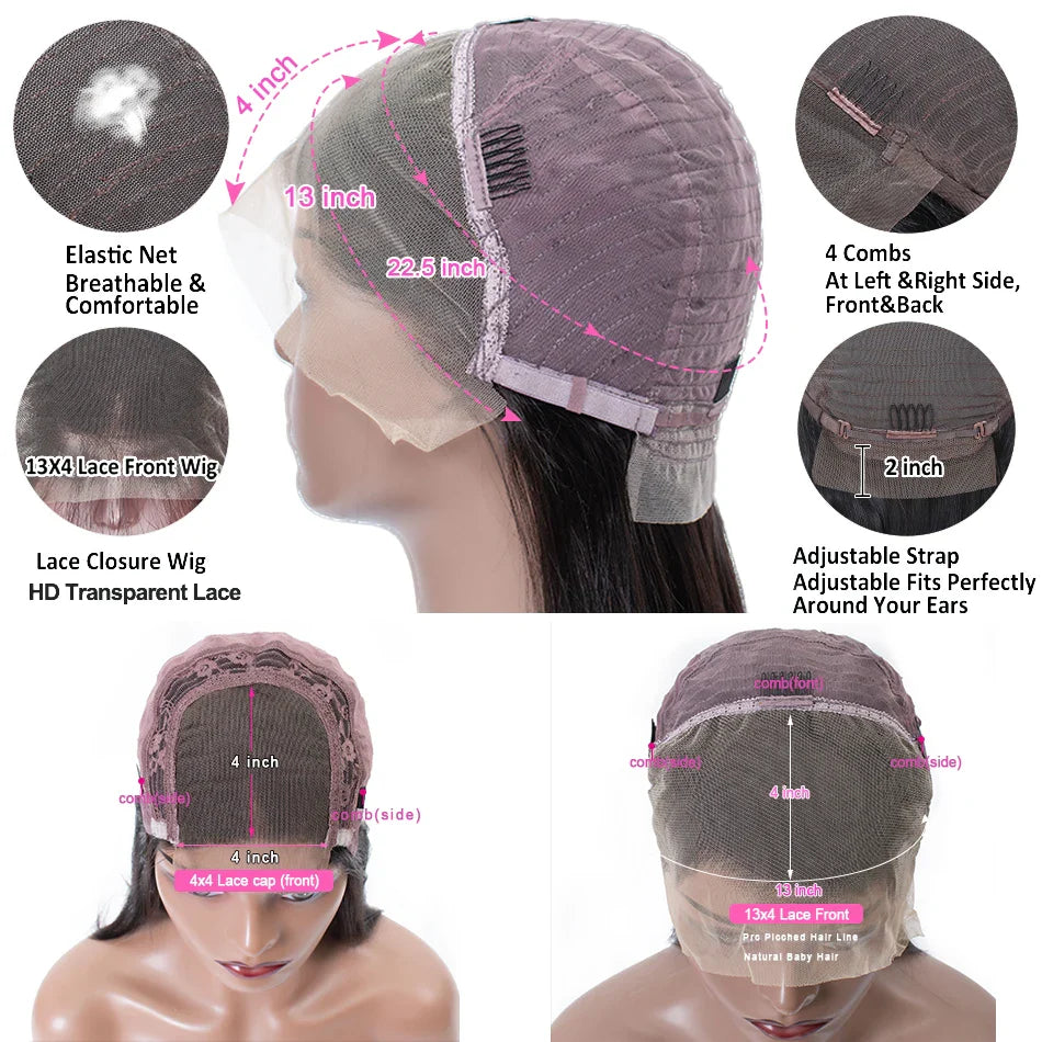 Straight Short Bob Wig 13x4 Lace Front Human Hair Wigs for Women Transparent Lace Frontal Wig Bleached 4x4 Pre Plucked Bob Wig