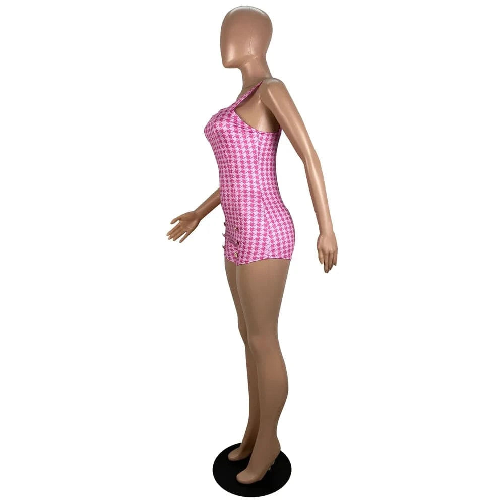 Strap Elegant Women Romper Jumpsuit Summer Casual Tank Short Jumpsuit Bodycon Pink Cute Print Rompers for Women