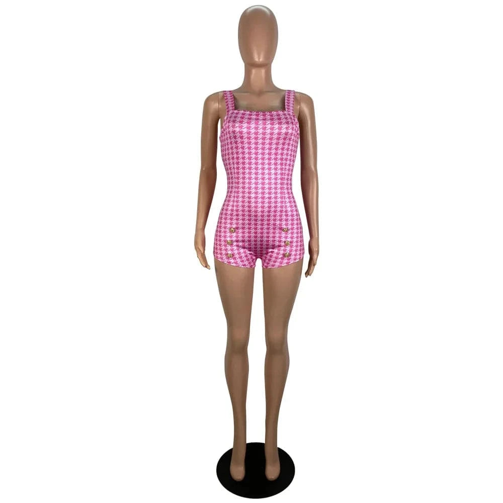 Strap Elegant Women Romper Jumpsuit Summer Casual Tank Short Jumpsuit Bodycon Pink Cute Print Rompers for Women