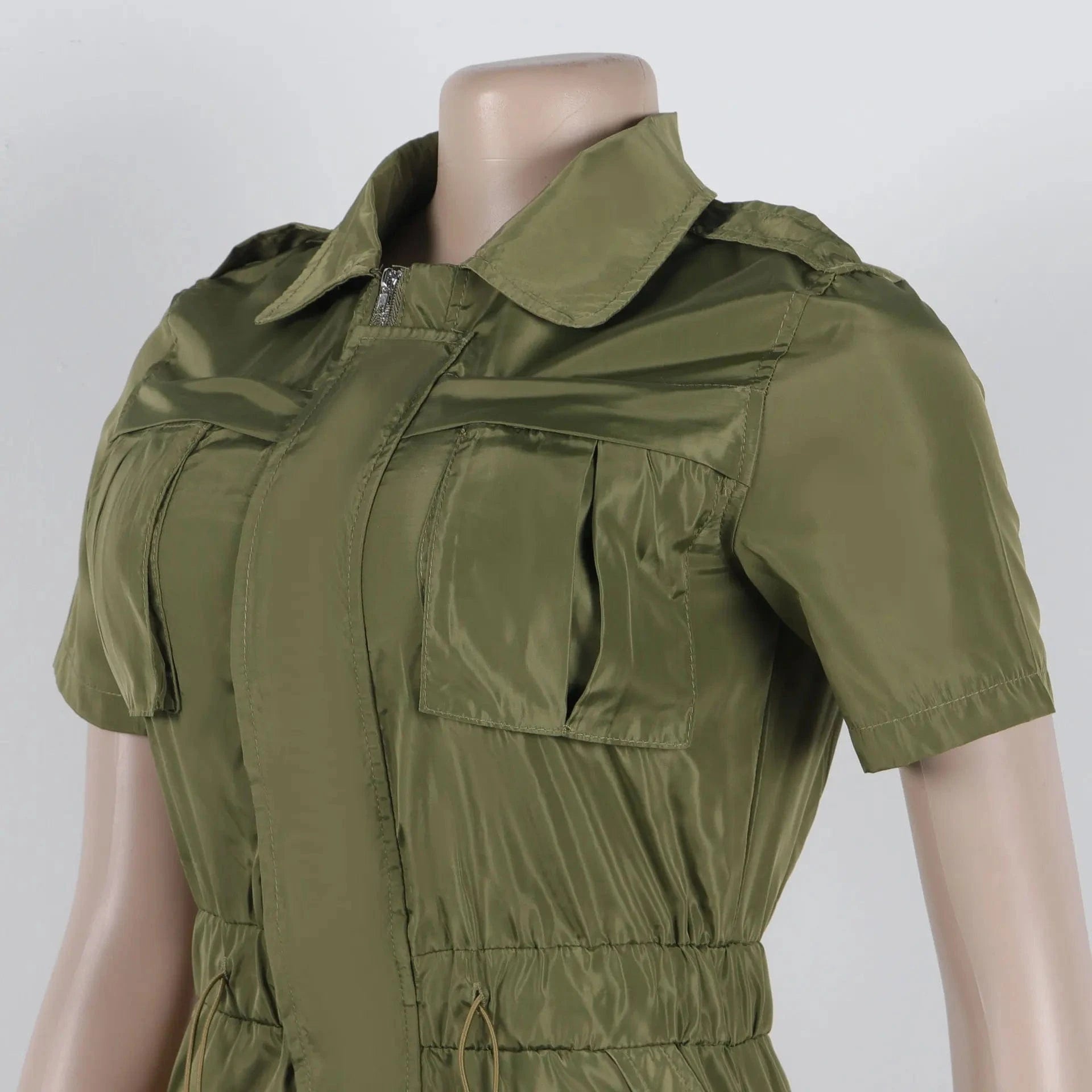 Streetwear Multi Pockets Cargo Dress Sexy Women Turn Down Collar Elegant Club Party Skater Dress Vestidos