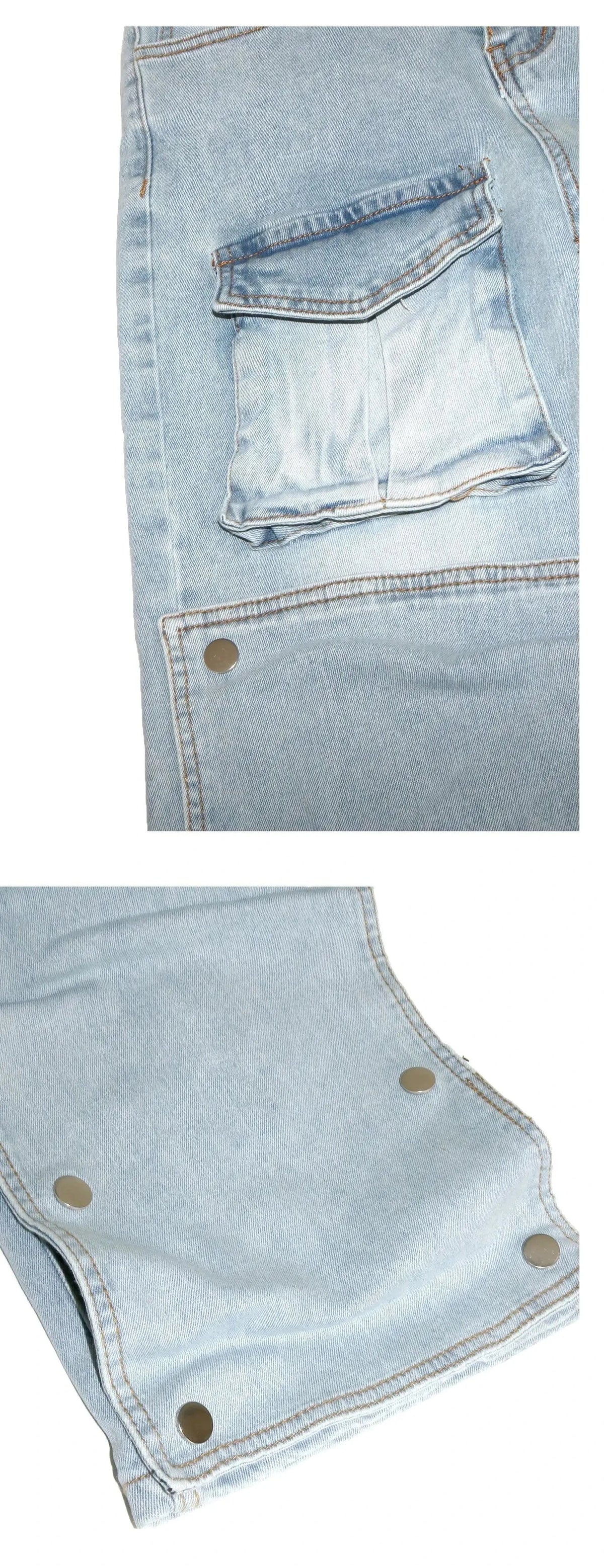 Streetwear Multi Pockets Jeans Cargo Pants Sexy Women High Waist Elegant Denim Casual Straight Trousers