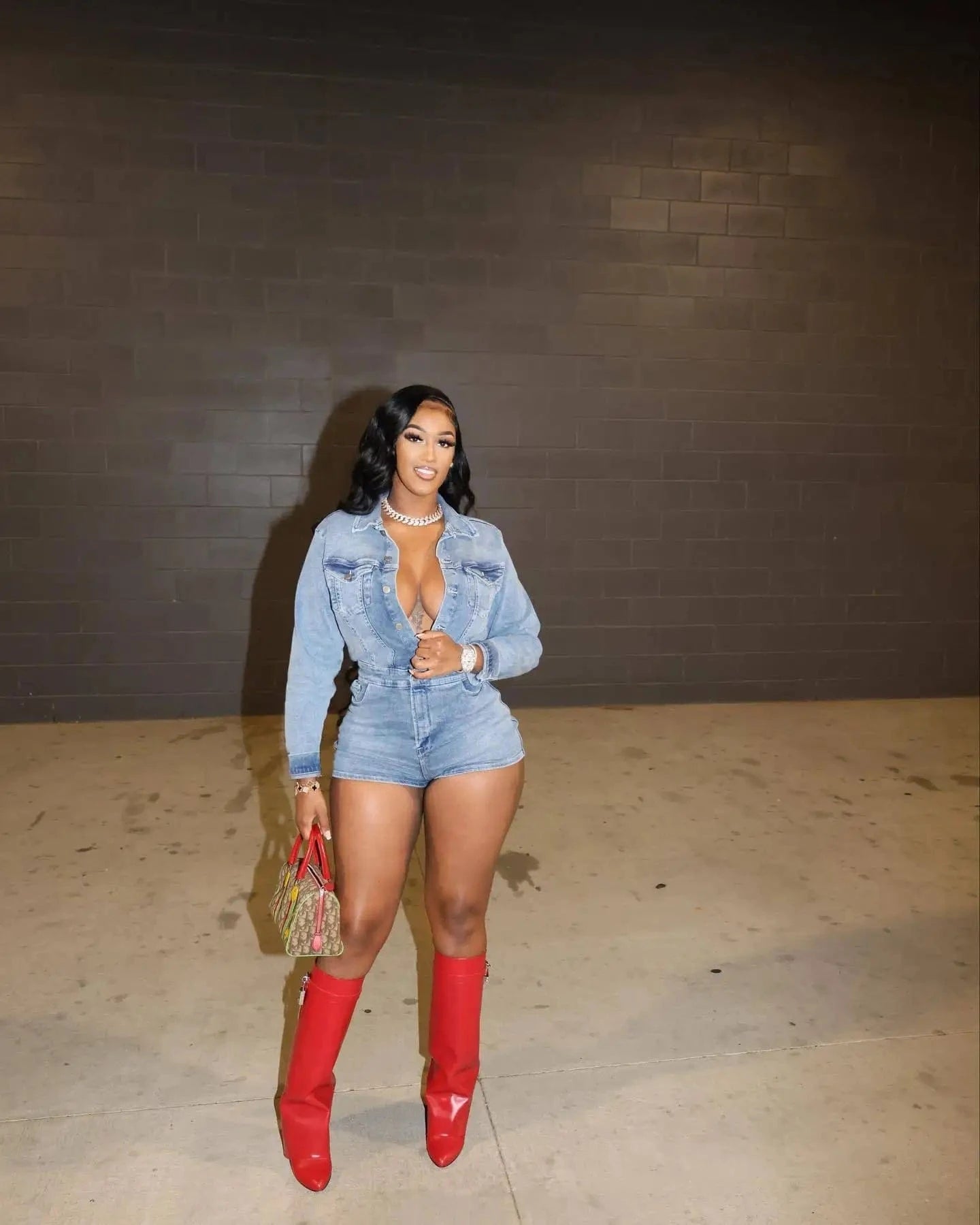 Streetwear Spring Sexy Fashion Long Sleeve Casual One Piece cargo Lady Shorts Washed Denim Jean Romper Women's Short Jumpsuit