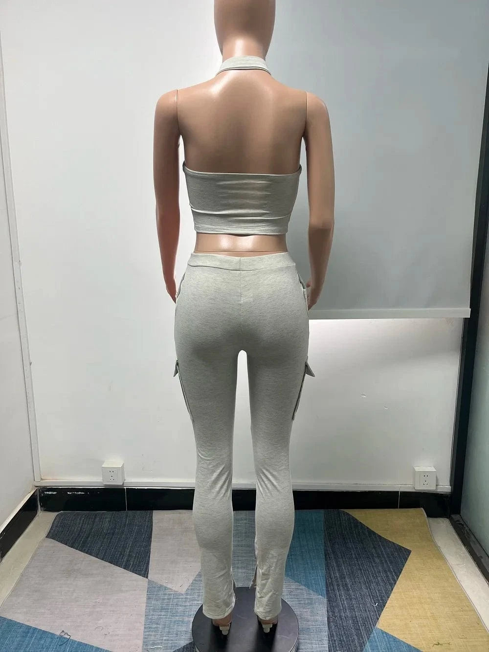 Streetwear Women Pants Top 2 Piece Set Casual Jogger with Pockets and Crop Top Vest Outfit Summer Tracksuit Matching Jogger Suit