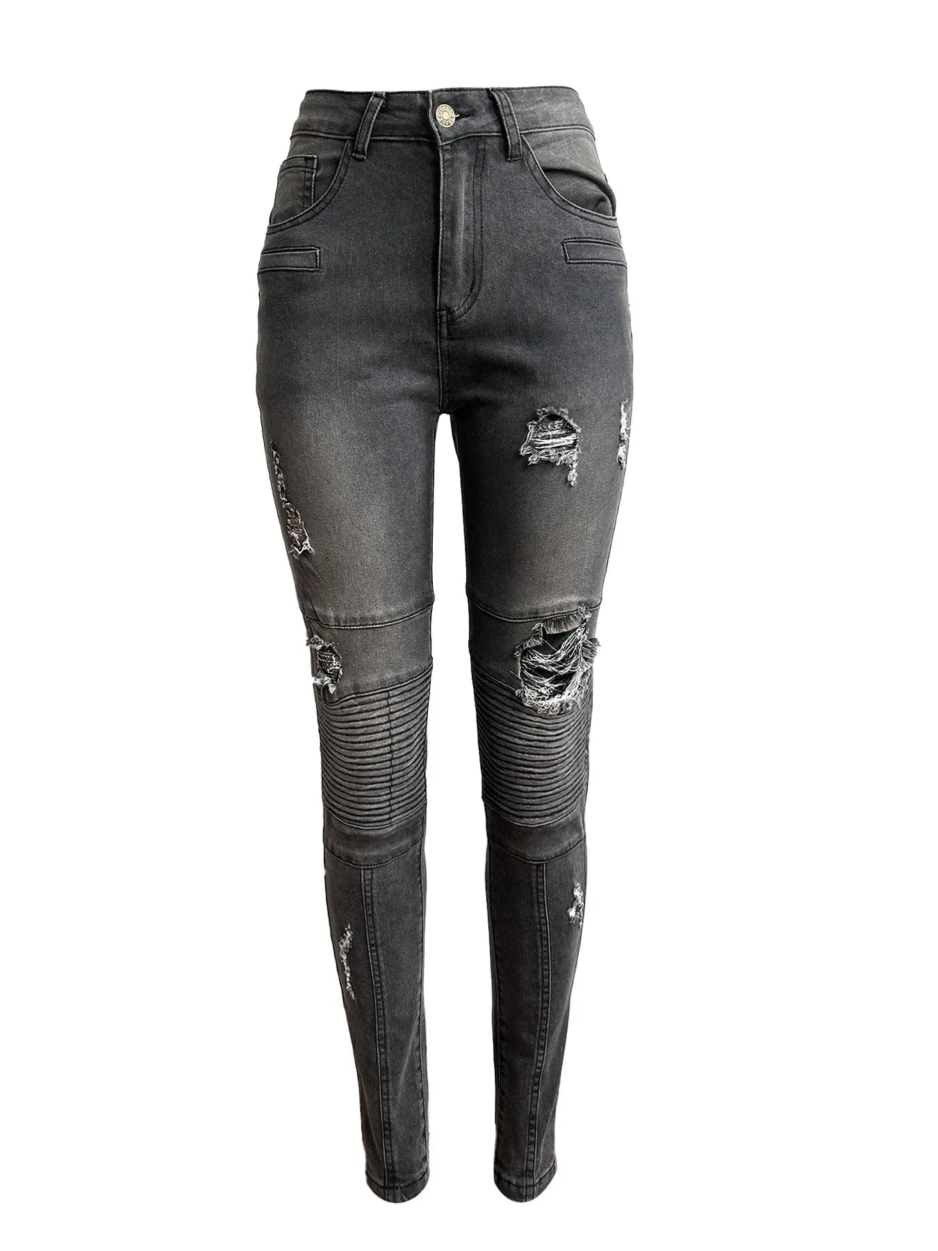 Stretchy Women Jeans Distressed Denim Pants Ladies Pencil Jeans Bottom Skinny Ripped Holes Women Jeans