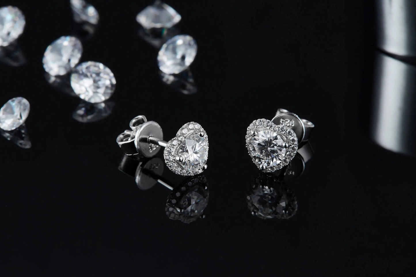 stud Earrings / 0.5 ct*2 ZHUANGYEE Luxury heart loose Round Cut 0.5 ct*2 moissanite 925 Sterling Silver 18k gold cc diamond Earrings for women Jewelry