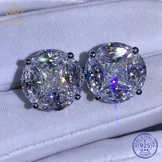 Stud Earrings With Sterling Silver 3Ex Crushed Ice Moissanite 10Ct Vvs White Timeless Style - SN Wigs & More
