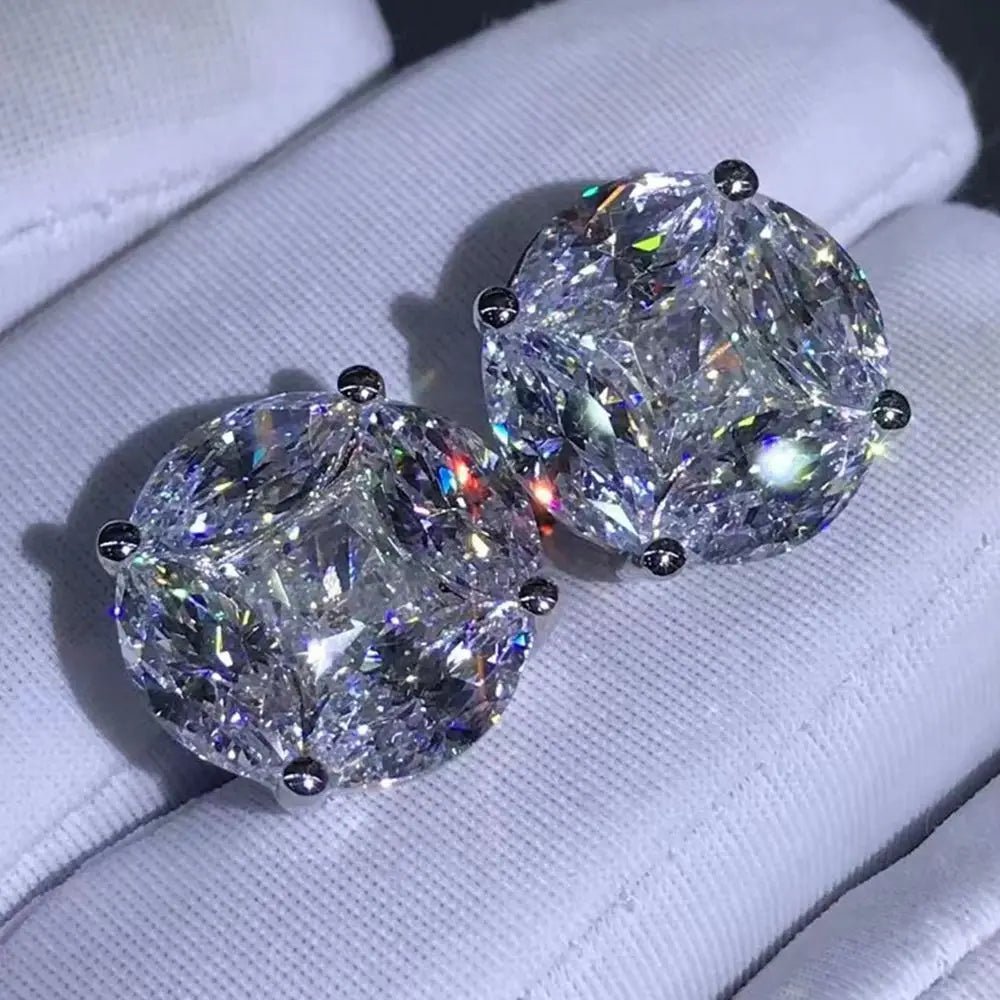 Stud Earrings With Sterling Silver 3Ex Crushed Ice Moissanite 10Ct Vvs White Timeless Style - SN Wigs & More