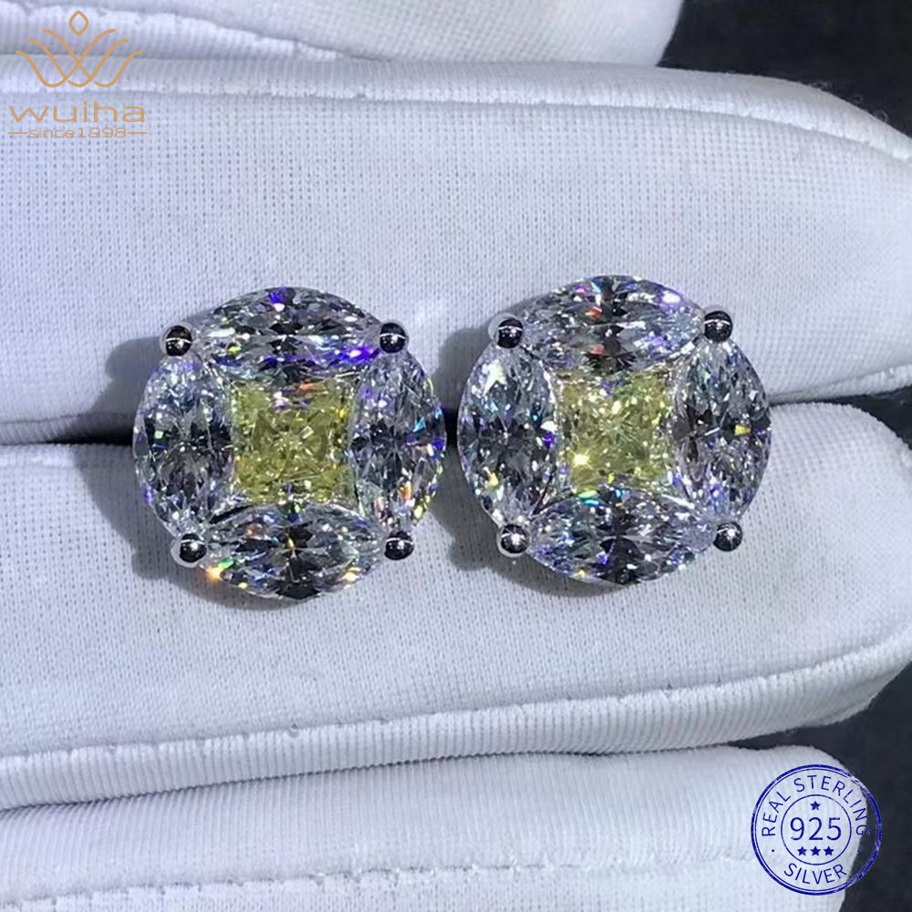 Stud Earrings With Sterling Silver 3Ex Crushed Ice Moissanite 10Ct Vvs White Timeless Style - SN Wigs & More