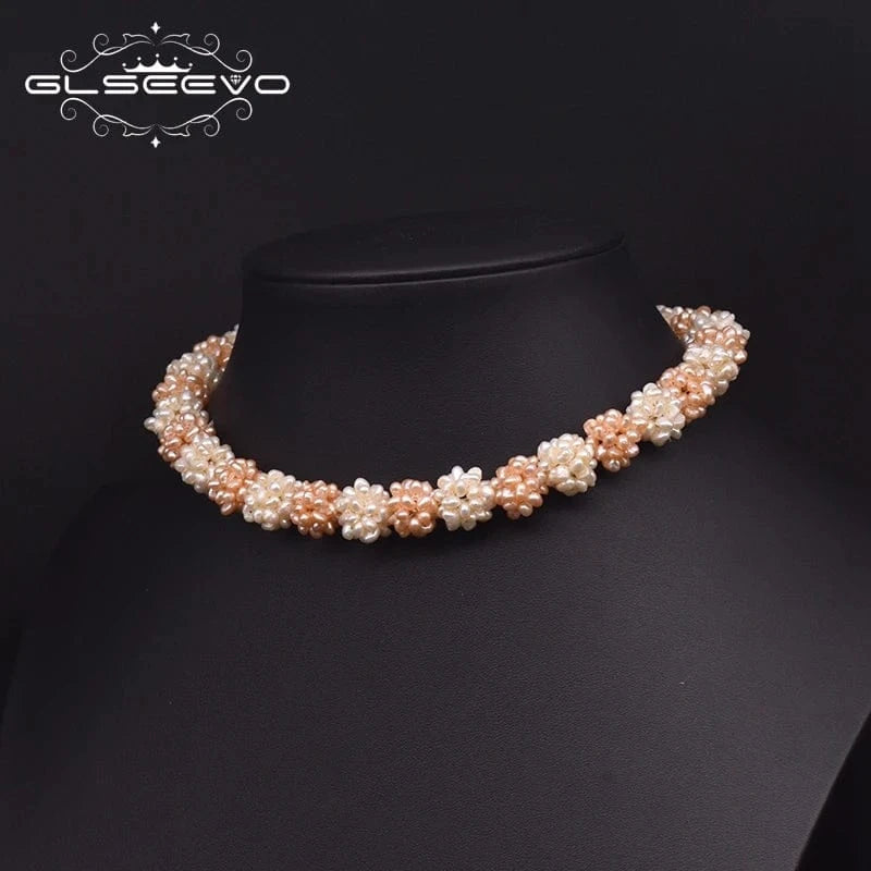 style 1 Natural Small Pearl Flower Collar Romantic Fashion Choker Necklace For Women Party Statement Jewelry