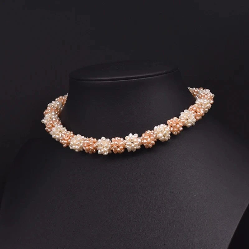 style 1 Natural Small Pearl Flower Collar Romantic Fashion Choker Necklace For Women Party Statement Jewelry
