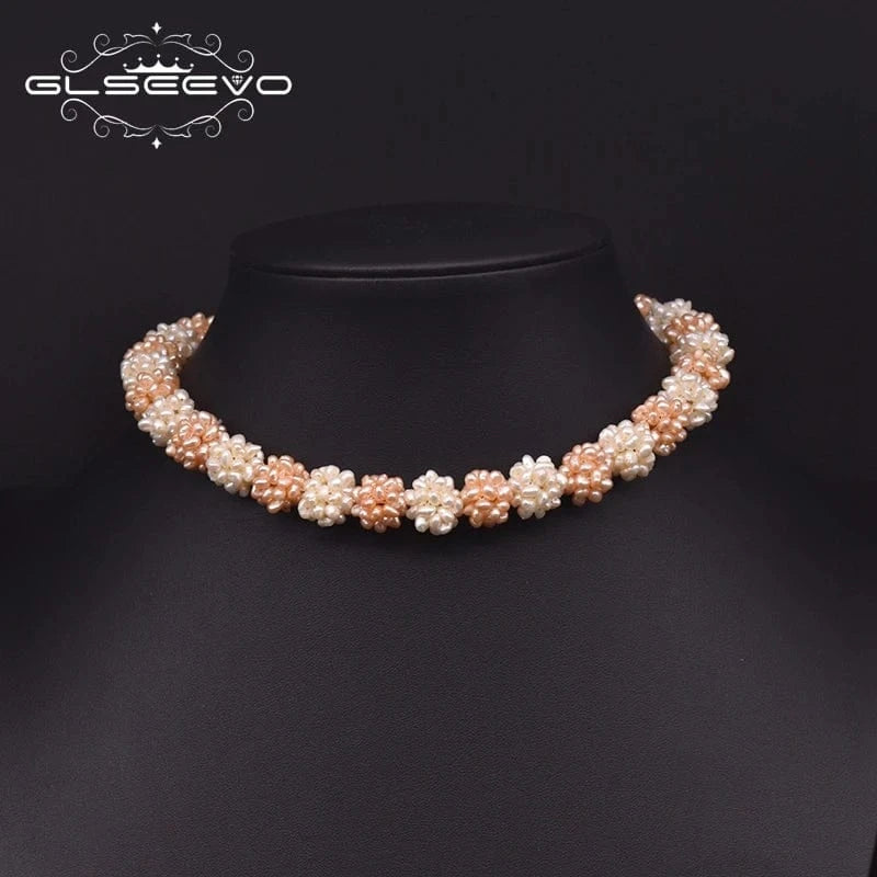 style 1 Natural Small Pearl Flower Collar Romantic Fashion Choker Necklace For Women Party Statement Jewelry
